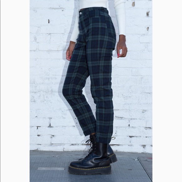 Brandy Melville Jane Pants - green / blue plaid - Picture 5 of 7